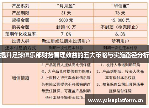 提升足球俱乐部财务管理效益的五大策略与实施路径分析